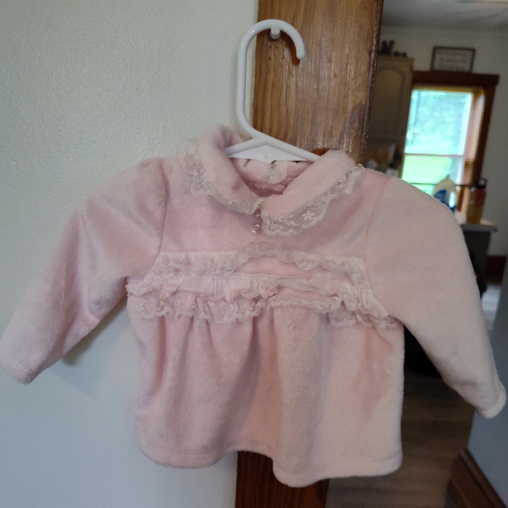 Vitamins Baby Adorable Soft Pink Baby Sweater with Lace 6 Months